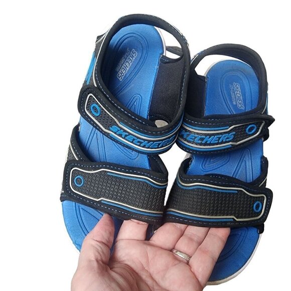 Skechers S Light Hypno-Splash Sandals Black Blue Big Boys US 3 - Picture 9 of 11